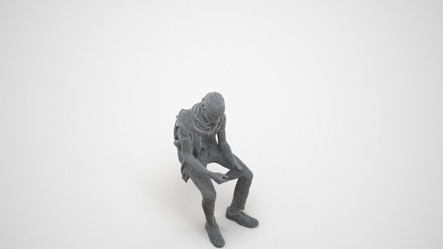 3D people model boy kids, scanned human for 3ds Max rendering, wireframe three-quarter view
