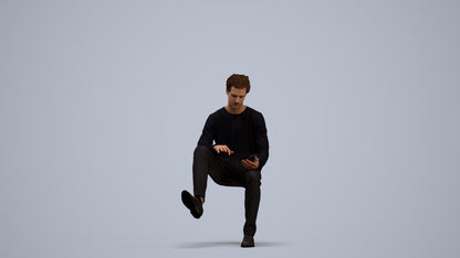 realistic 3D man casual sitting, scanned archviz people for Blender and 3ds Max, standing pose render