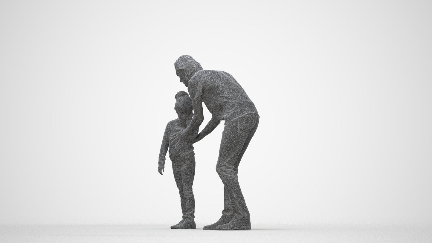 realistic 3D people girl casual kids, render-ready for V-Ray and Corona, FBX OBJ, wireframe back view