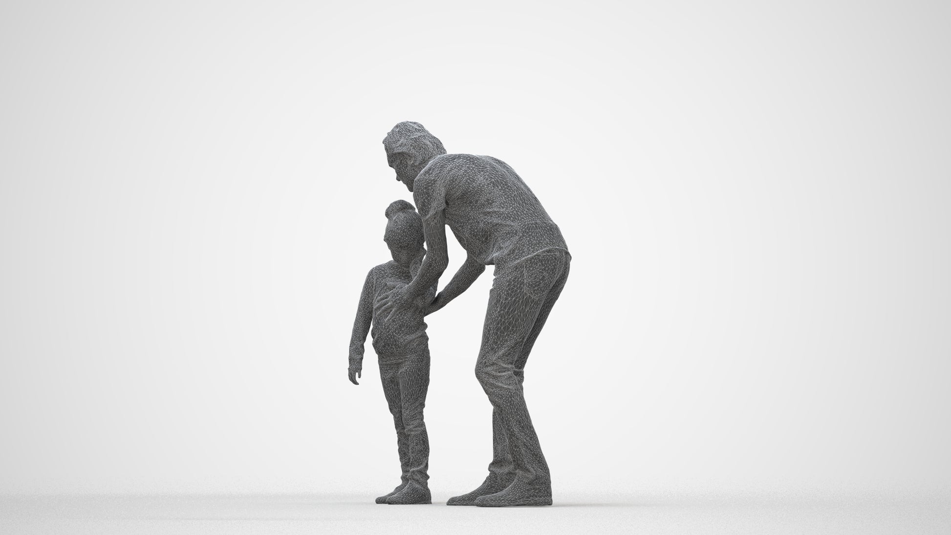 realistic 3D people girl casual kids, render-ready for V-Ray and Corona, FBX OBJ, wireframe back view