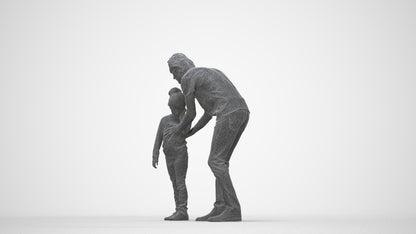 realistic 3D people girl casual kids, render-ready for V-Ray and Corona, FBX OBJ, wireframe back view