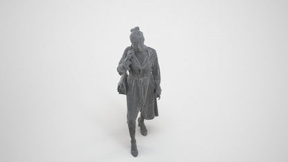 photogrammetry 3D woman casual standing, realistic human model archviz FBX, wireframe three-quarter view