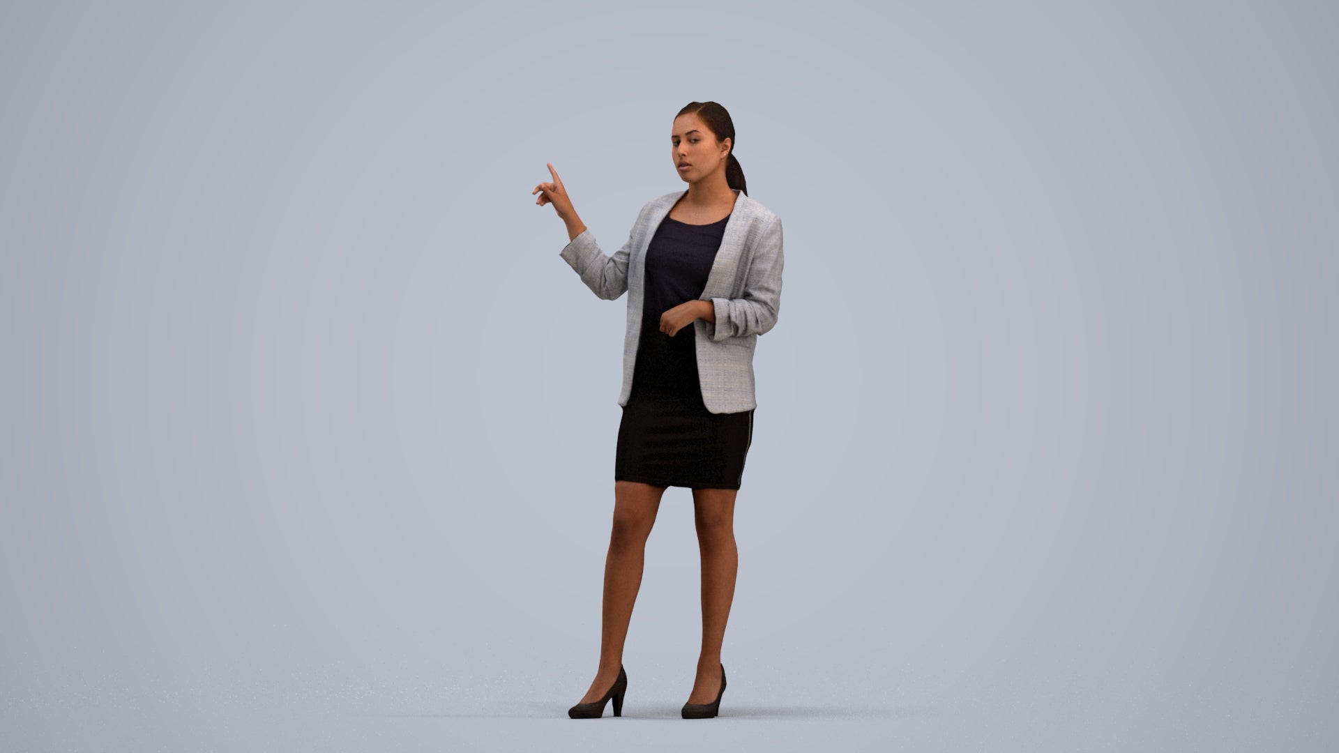 realistic 3D woman business, scanned archviz people for Blender and 3ds Max, standing pose render