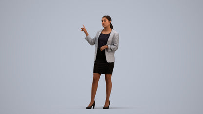 realistic 3D woman business, scanned archviz people for Blender and 3ds Max, standing pose render