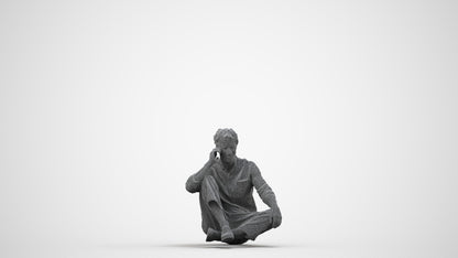 realistic 3D people man casual sitting, render-ready for V-Ray and Corona, FBX OBJ, wireframe side view