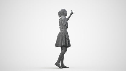 realistic 3D people girl kids, render-ready for V-Ray and Corona, FBX OBJ, wireframe side view