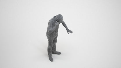 realistic 3D people senior man casual standing, render-ready for V-Ray and Corona, FBX OBJ, wireframe three-quarter view