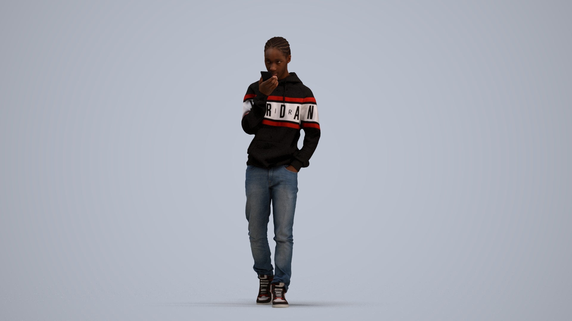 3D people model boy casual kids, scanned human for 3ds Max rendering, standing pose render