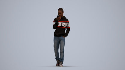 3D people model boy casual kids, scanned human for 3ds Max rendering, standing pose render