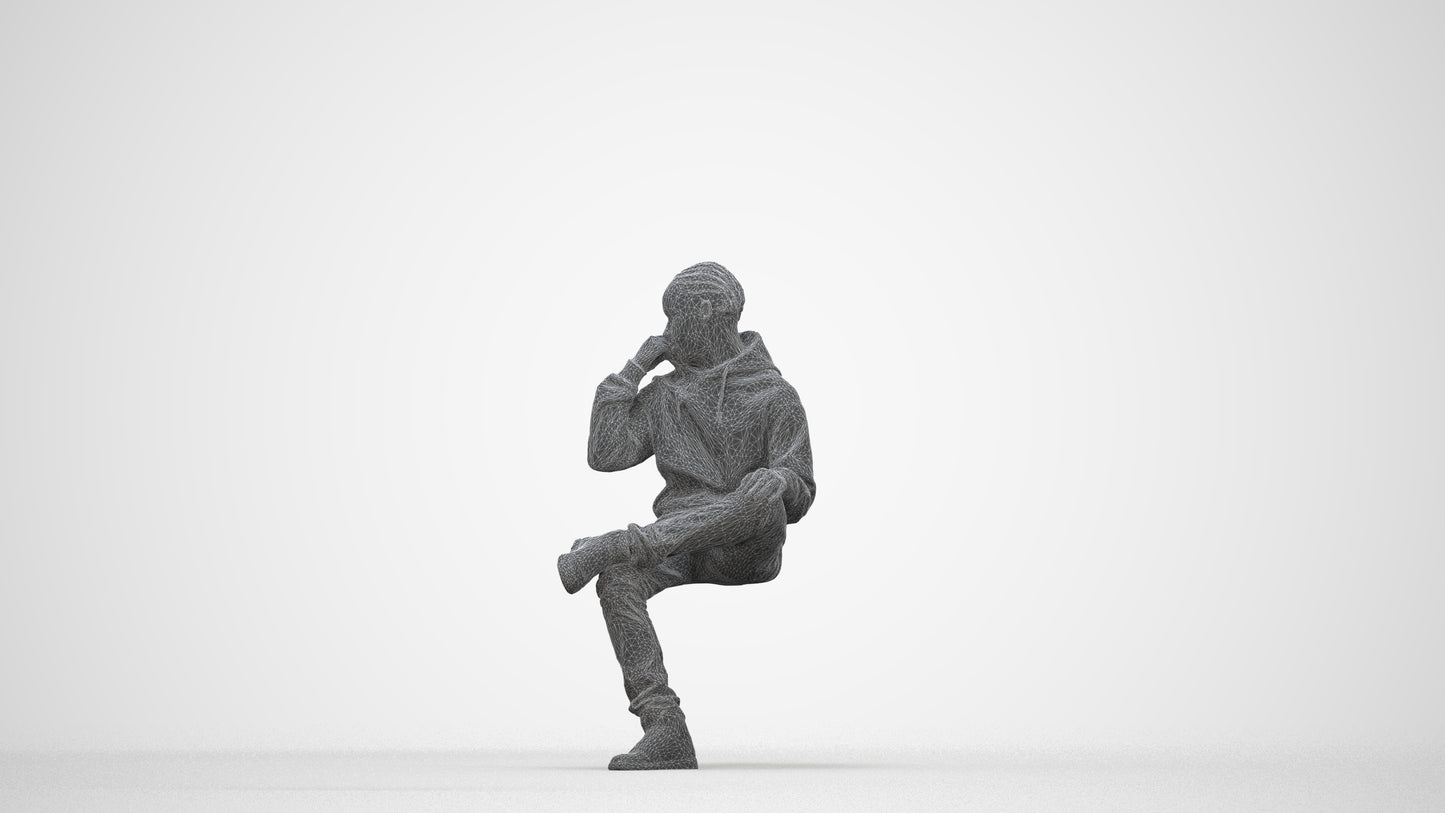 3D scanned boy kids casual, photorealistic archviz people for Enscape and SketchUp, wireframe back view