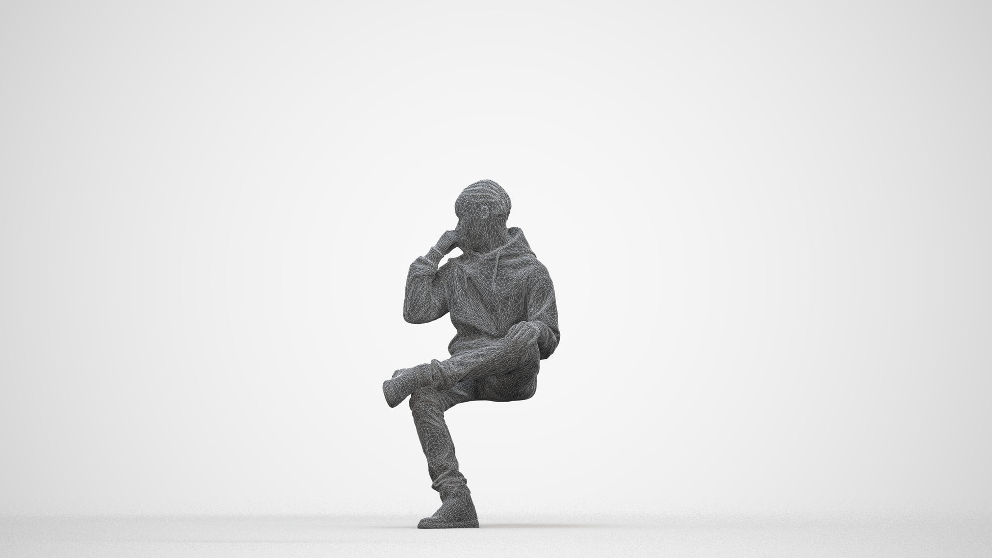 3D scanned boy kids casual, photorealistic archviz people for Enscape and SketchUp, wireframe back view