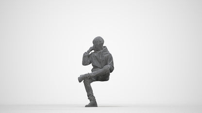 3D scanned boy kids casual, photorealistic archviz people for Enscape and SketchUp, wireframe back view