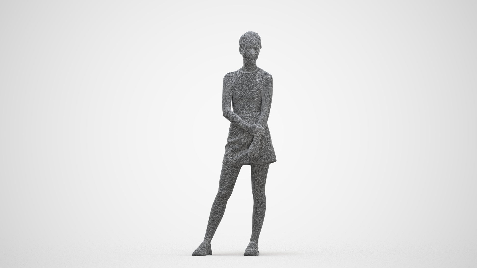 scanned 3D woman casual standing, photogrammetry people for Enscape and V-Ray, three-quarter front view render