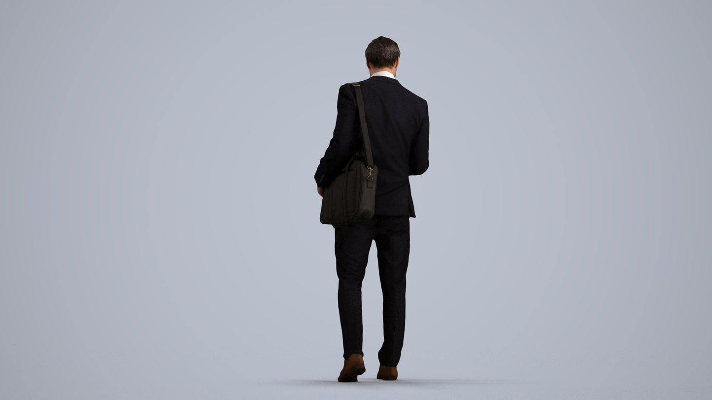 3D scanned man business formal, photorealistic archviz people for Enscape and SketchUp, front view render