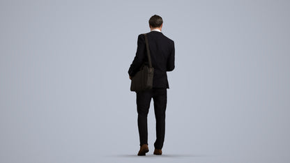 3D scanned man business formal, photorealistic archviz people for Enscape and SketchUp, front view render