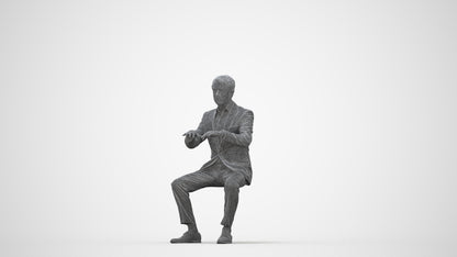 scanned 3D man business, photogrammetry people for Enscape and V-Ray, wireframe back view