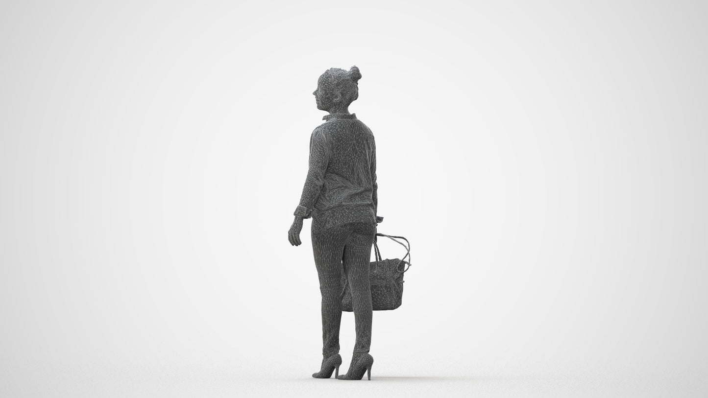 realistic 3D human woman business walking, archviz people FBX OBJ for Blender, square thumbnail