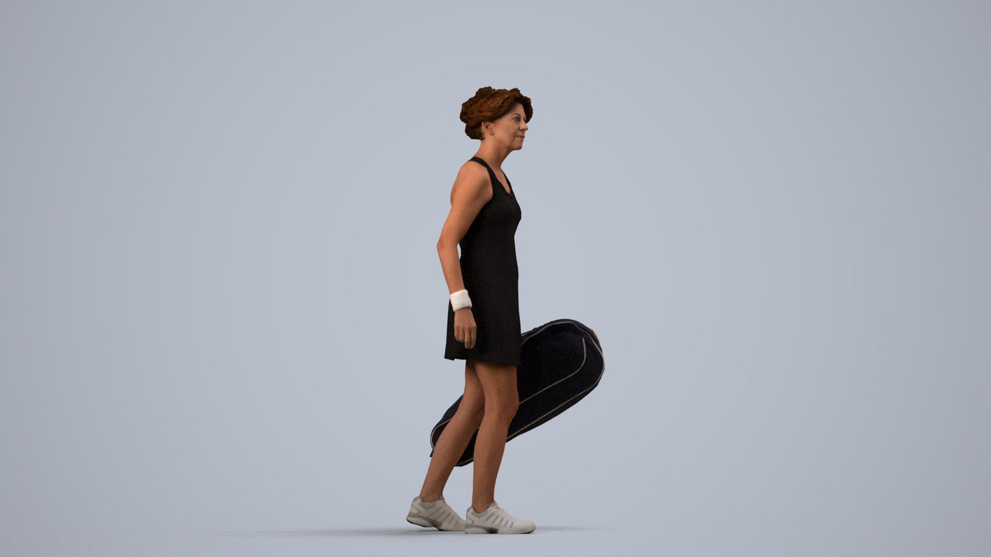 realistic 3D woman sport, scanned archviz people for Blender and 3ds Max, side view render