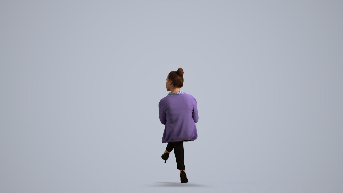3D people model woman business sitting, scanned human for 3ds Max rendering, front view render