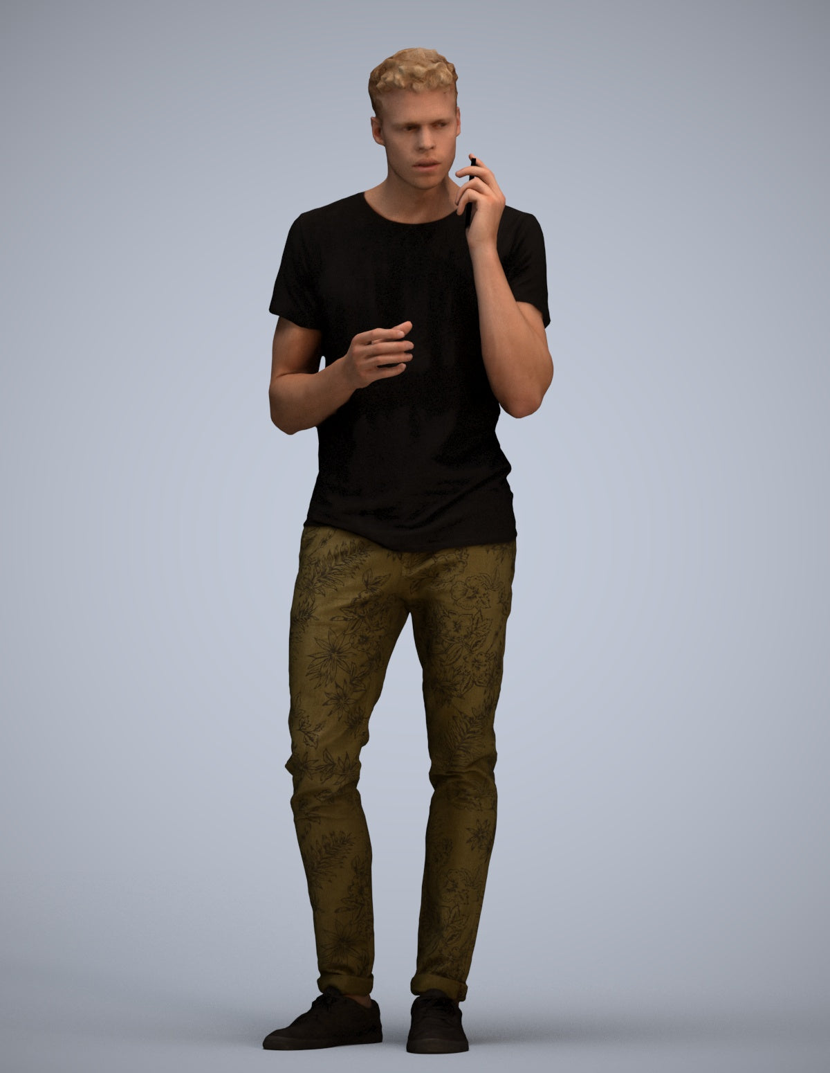3D people model man casual standing, scanned human for 3ds Max rendering