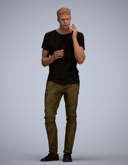 3D people model man casual standing, scanned human for 3ds Max rendering
