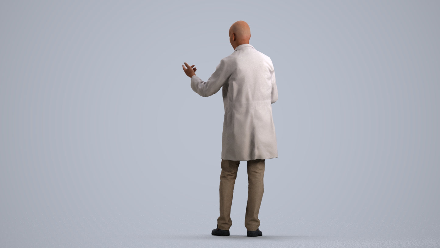 3D scanned senior man medical, photorealistic archviz people for Enscape and SketchUp, front view render