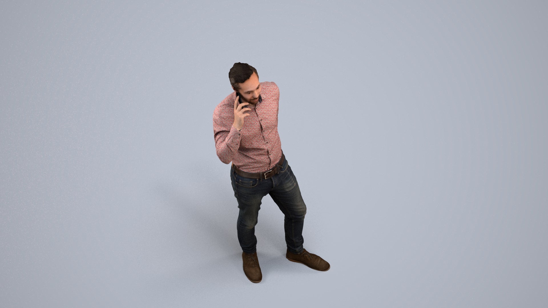 realistic 3D people man casual standing, render-ready for V-Ray and Corona, FBX OBJ, back view render