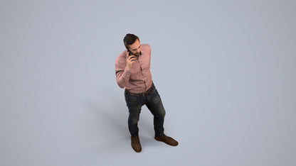 realistic 3D people man casual standing, render-ready for V-Ray and Corona, FBX OBJ, back view render