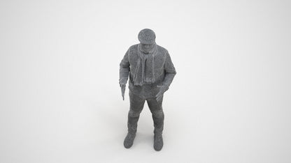 realistic 3D man casual standing, scanned archviz people for Blender and 3ds Max, wireframe three-quarter view