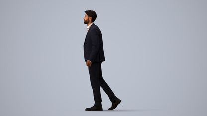 realistic 3D man business, scanned archviz people for Blender and 3ds Max, three-quarter view render