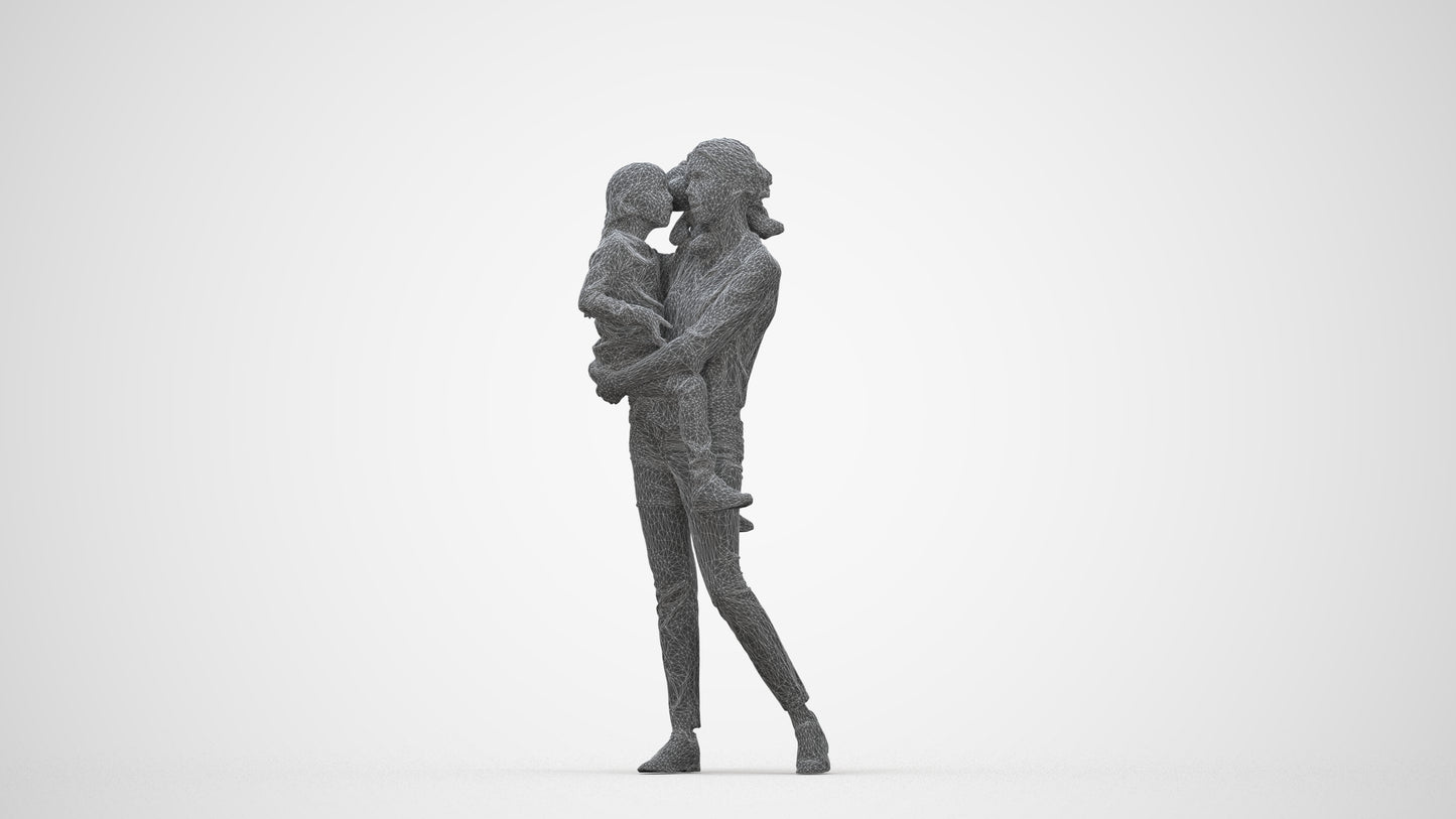 realistic 3D people girl casual kids, render-ready for V-Ray and Corona, FBX OBJ, wireframe back view