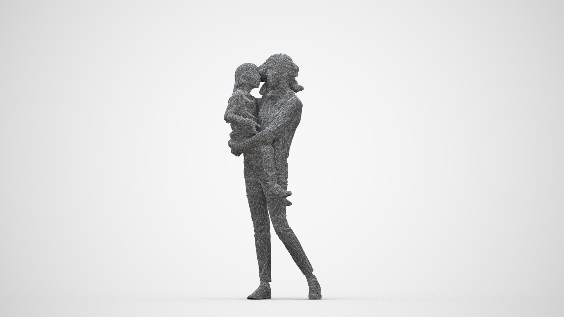 realistic 3D people girl casual kids, render-ready for V-Ray and Corona, FBX OBJ, wireframe back view
