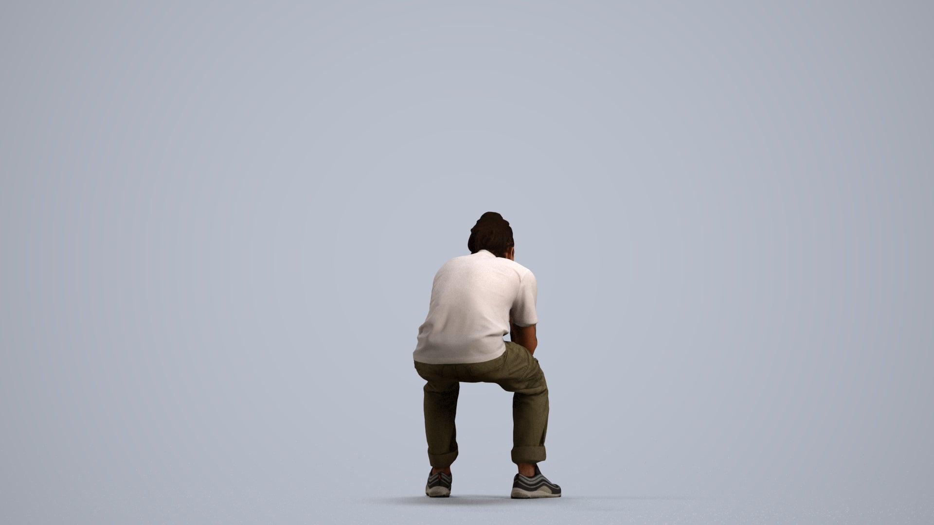 realistic 3D man casual sitting, scanned archviz people for Blender and 3ds Max, front view render
