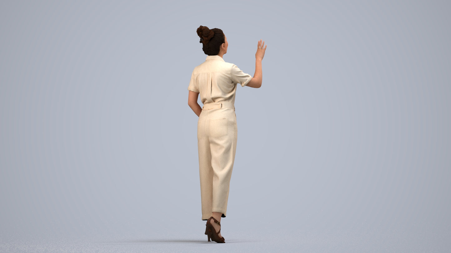 photogrammetry 3D woman business standing, realistic human model archviz FBX, side view render