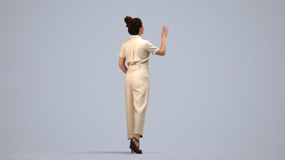 photogrammetry 3D woman business standing, realistic human model archviz FBX, side view render