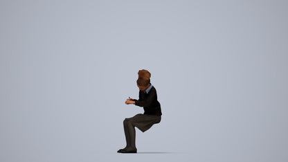3D human model woman kids, photogrammetry scanned person for archviz, top-down view render
