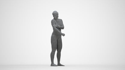 scanned 3D woman pool, photogrammetry people for Enscape and V-Ray, wireframe back view