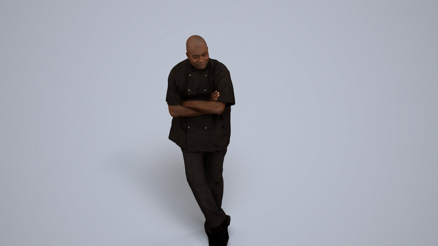 3D scanned man hospitality, photorealistic archviz people for Enscape and SketchUp, back view render