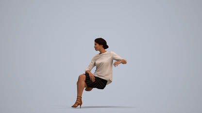 3D scanned woman sitting casual, photorealistic archviz people for Enscape and SketchUp, standing pose render