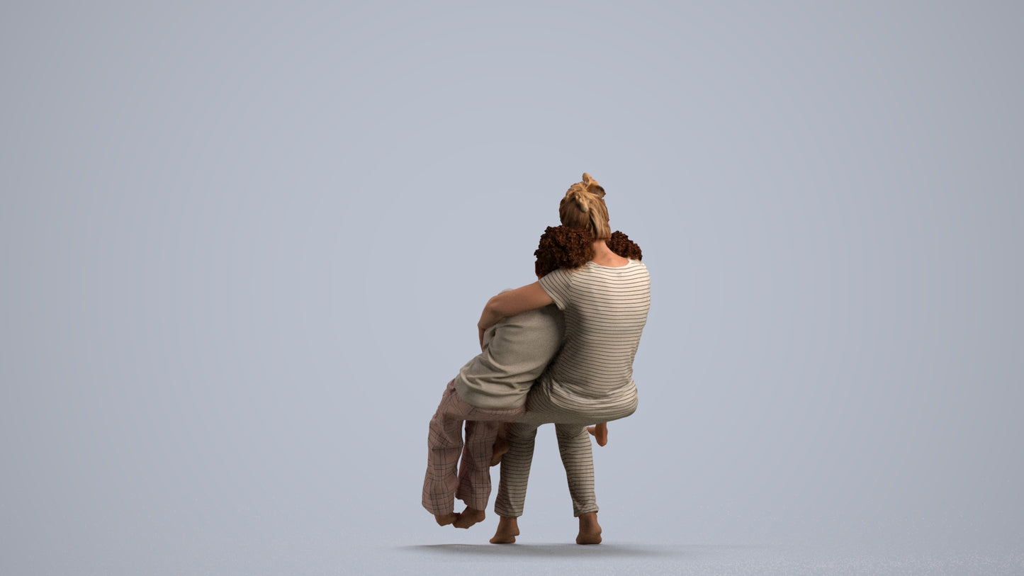 realistic 3D human girl kids, archviz people FBX OBJ for Blender, front view render