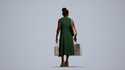 realistic 3D people woman casual shopping, render-ready for V-Ray and Corona, FBX OBJ, front view render