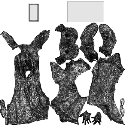 3D human model woman business, photogrammetry scanned person for archviz, wireframe top-down view
