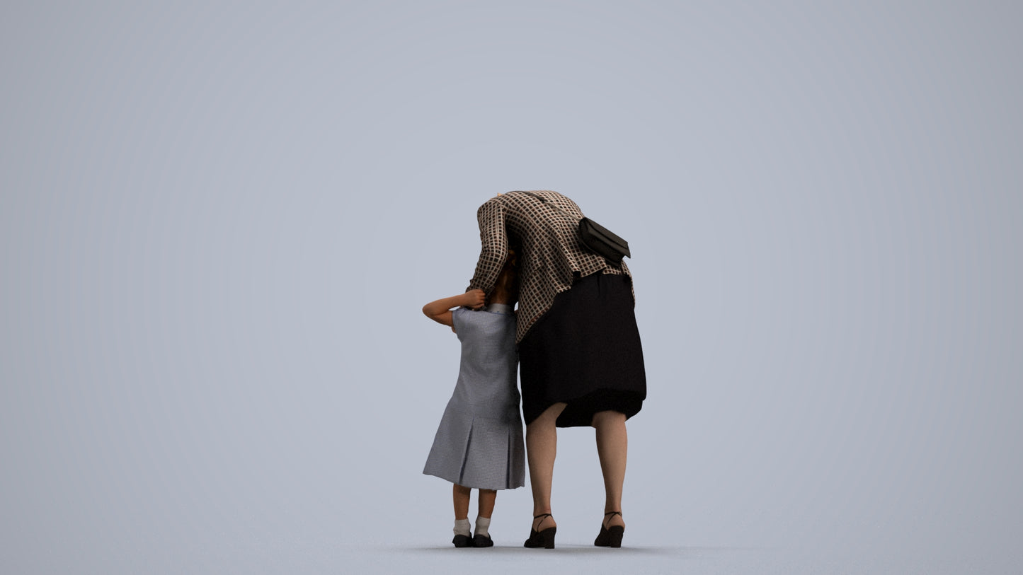 realistic 3D human girl casual kids, archviz people FBX OBJ for Blender, front view render