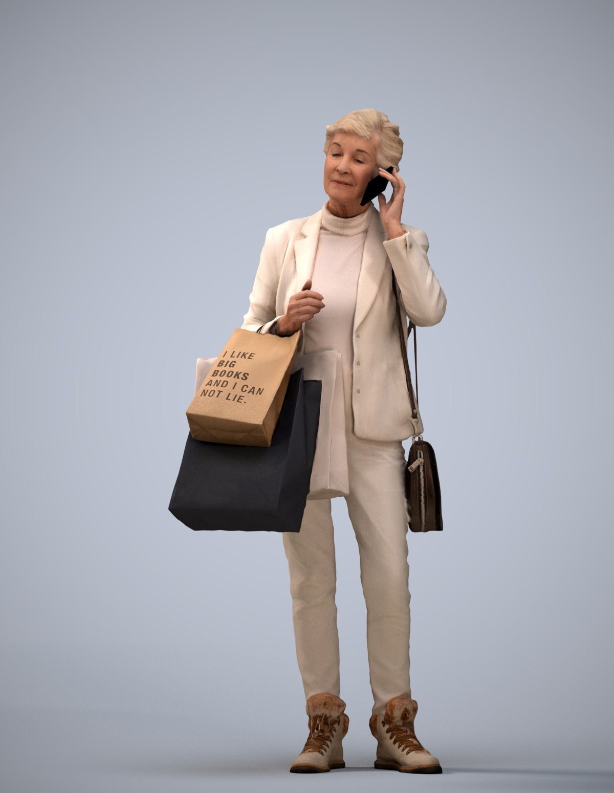 3D people model senior woman casual mix, scanned human for 3ds Max rendering