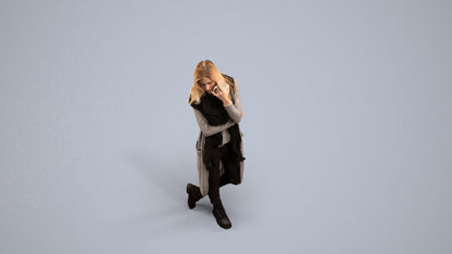 realistic 3D people woman casual standing, render-ready for V-Ray and Corona, FBX OBJ, back view render