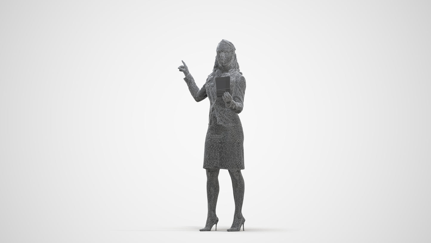 3D people model woman business, scanned human for 3ds Max rendering, three-quarter front view render