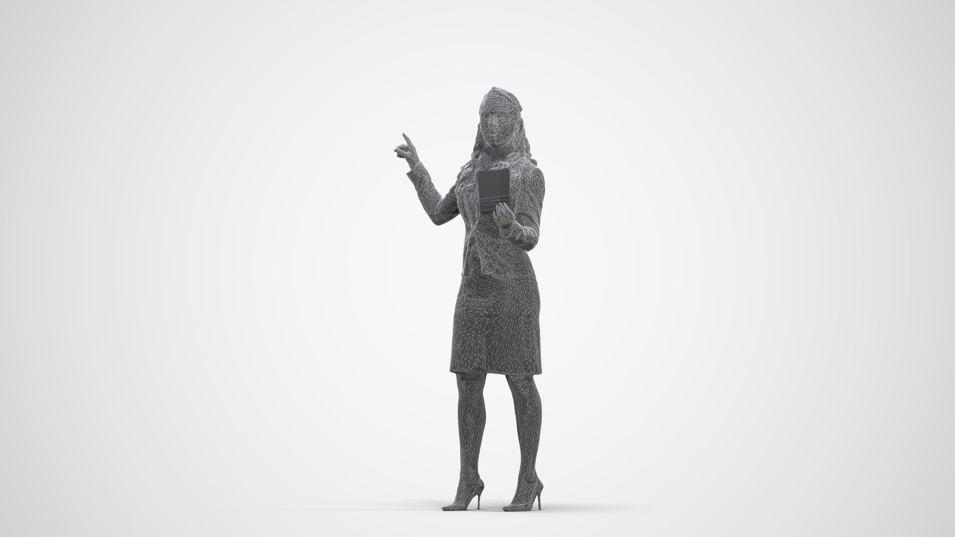 3D people model woman business, scanned human for 3ds Max rendering, three-quarter front view render