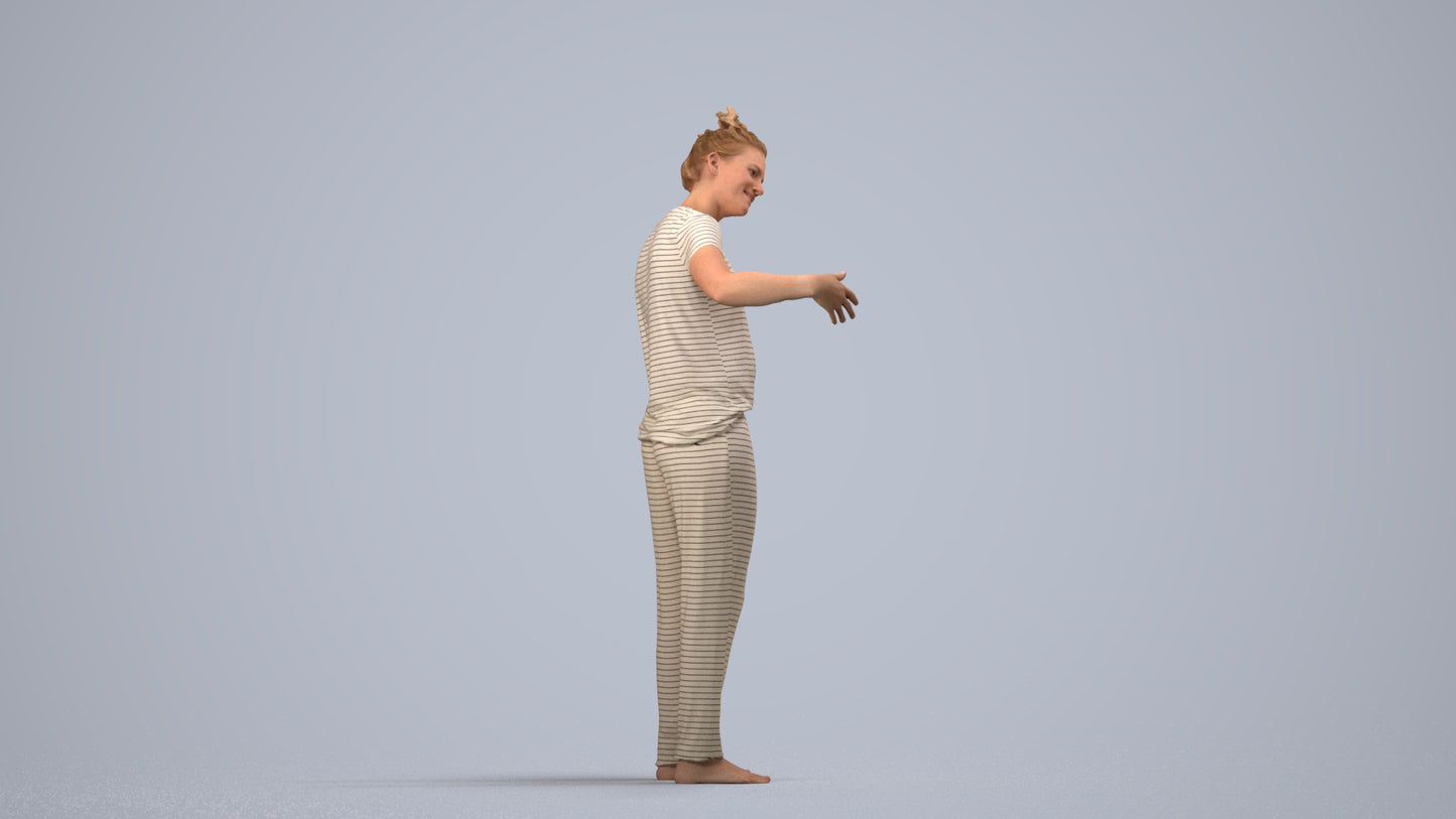 photogrammetry 3D woman bathroom, realistic human model archviz FBX, side view render