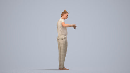 photogrammetry 3D woman bathroom, realistic human model archviz FBX, side view render