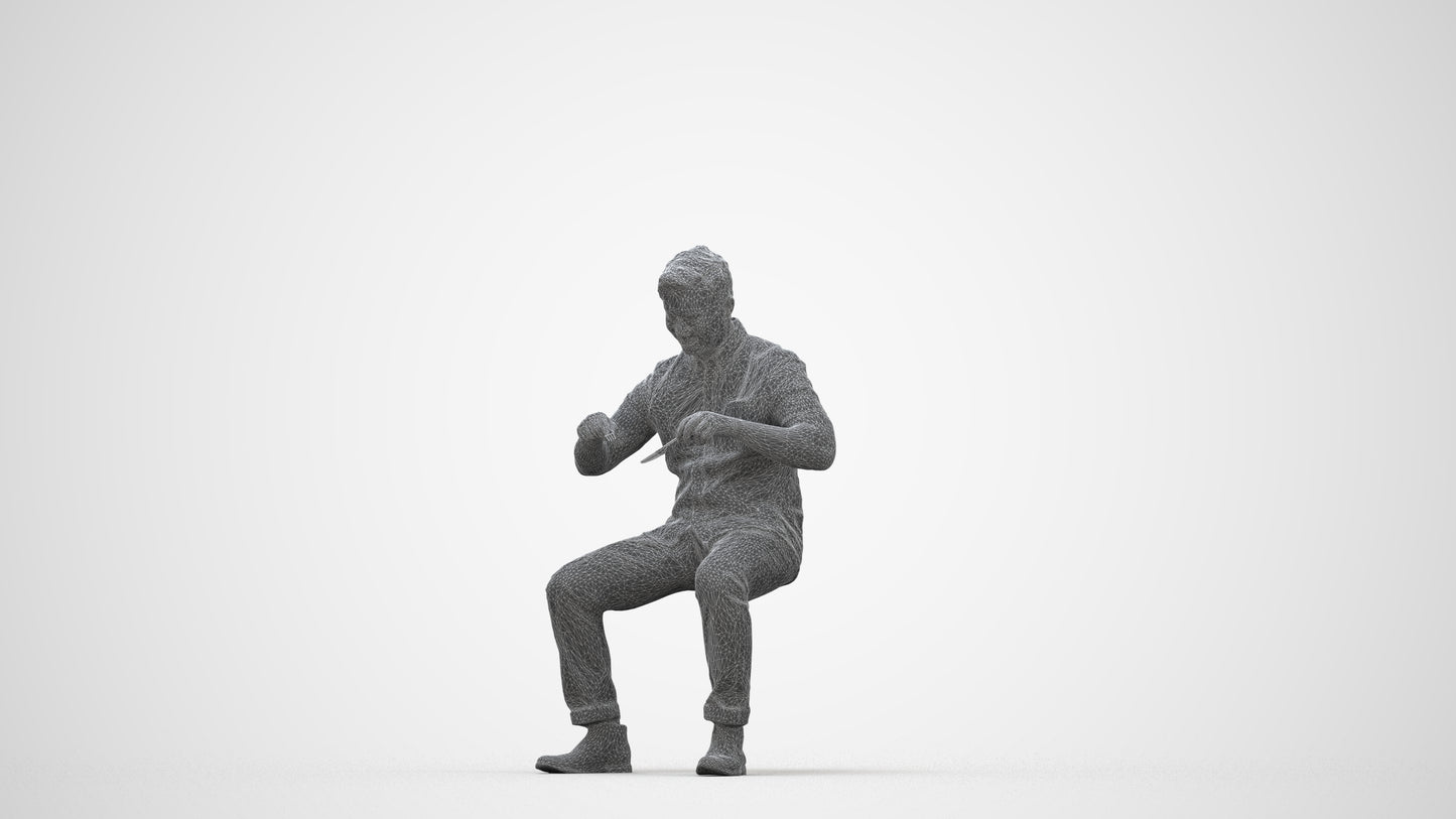 scanned 3D man casual business, photogrammetry people for Enscape and V-Ray, wireframe back view